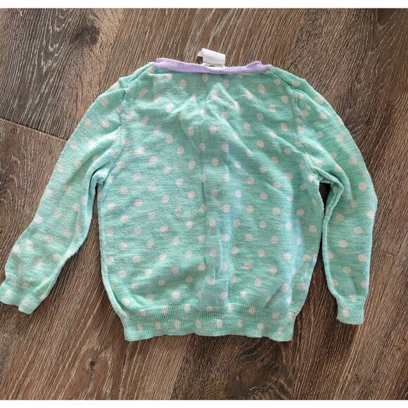 Crewcuts Girls Polka Dot Button Up Sweater Mint with Purple size 5 #8 - Picture 2 of 3